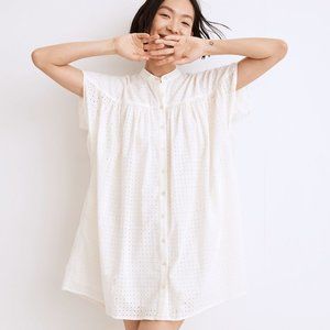 Madewell Eyelet Boxy Mini Shirtdress in Lighthouse, Size Small